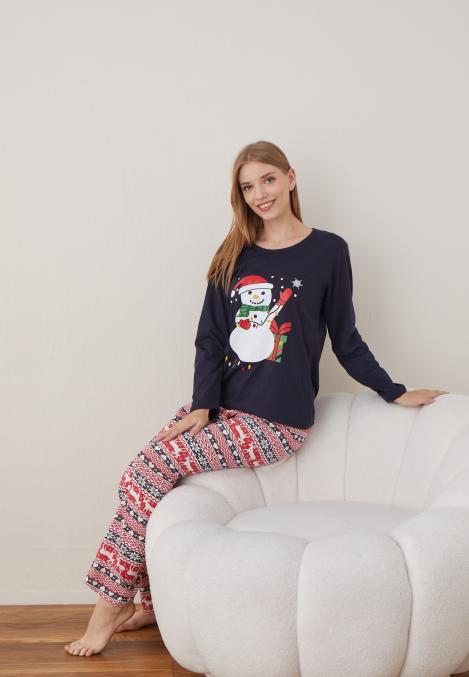 Pijama Dama Craciun ,maneca lunga ,pantaloni lungi,Engros